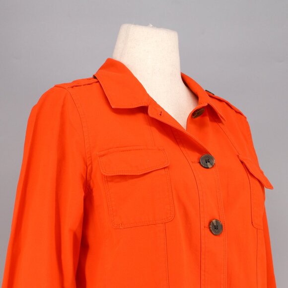 TALBOTS Montauk Cotton Twill Utilitarian Jacket Orange-Red Size LP - Picture 4 of 7